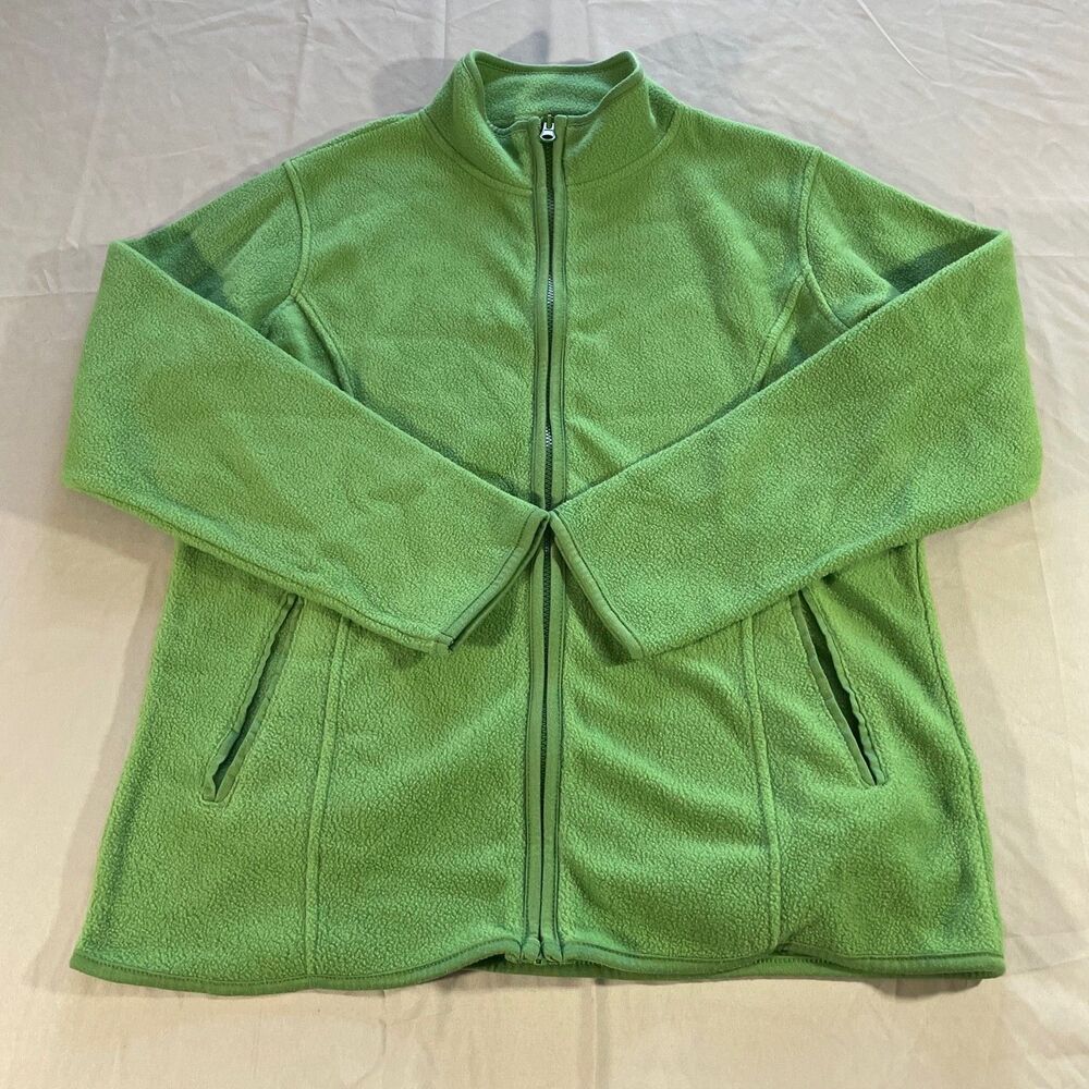 Starting Point Fleece Full Zip Green Long Sleeve Sweater Polyester Mens Size M